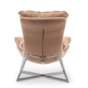 Teddy Boucle Fabric Light Brown Pierina Accent Chair