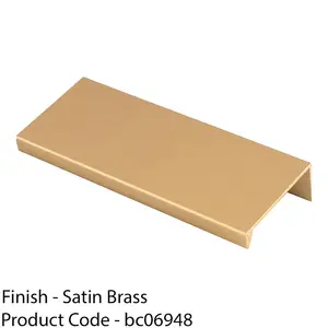 Square Edge Finger Pull Handle - Satin Brass 100mm - Slim Cupboard Drawer