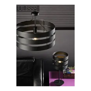 Luminosa Ulisse Table Lamp With Round Shade, Black