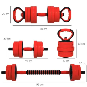 SPORTNOW Weight Dumbbells Set, Barbell, Kettlebell, Push Up Stand, 20kg