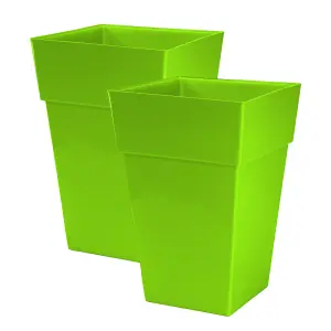 simpa 2PC Moda Milano 28L Lime Green Plastic Planters.