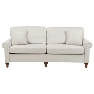 3 Seater Fabric Sofa Beige GINNERUP