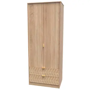 Chevron 2 Door 2 Drawer Wardrobe in Bardolino Oak (Ready Assembled)