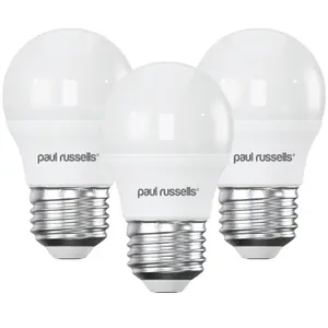 paul russells LED Golf Dimmable Bulb Edison Screw ES E27, 5.5W 470Lumens G45, 40w Equivalent, 2700K Warm White Light, Pack of 3