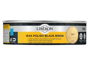 Liberon Black Bison Wax Paste Clear 150ml for Wood Care and Protection