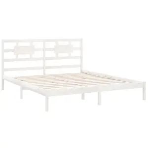 Berkfield Bed Frame White Solid Wood 200x200 cm