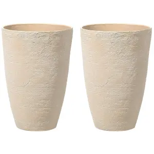 Set of 2 Plant Pots 43 x 43 x 60 cm Beige CAMIA