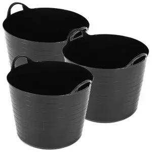 5x 40 Litres Strong Large Flexi Storage Tub Rubble Container With Handles For Home & Garden