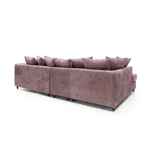 Harriet Crushed Chenille Large Left Facing Corner Sofa in Pink