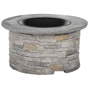 Beliani Round Fire Pit Grey TAMBORA