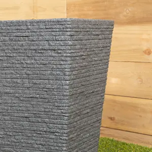 45cm Tall Plastic Ash Grey Slate Effect Garden Patio Trough