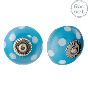 Nicola Spring - Round Ceramic Cabinet Knobs - Spot - Pack of 6