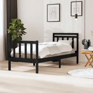 Berkfield Bed Frame Black Solid Wood 90x200 cm