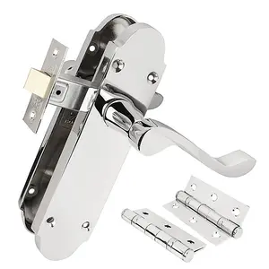 Z75 Scrolled Internal Door Handle Packs, Chrome, 75mm Latch, 3" Hinges - Handlestore