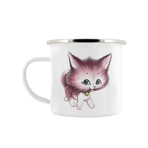 Grindstore Kitsch Kitten Mug White/Pastel Pink (One Size)