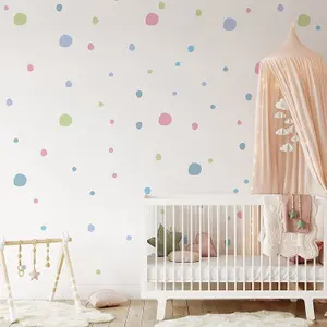 Pastel Colour Wall Stickers Polka Dots Spots