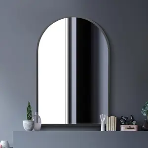 MirrorOutlet The Arcus Black Metal Framed Arched Wall Mirror 120CM X 80CM