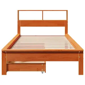 Berkfield Bookcase Bed without Mattress Wax Brown 90x200 cm Solid Wood Pine