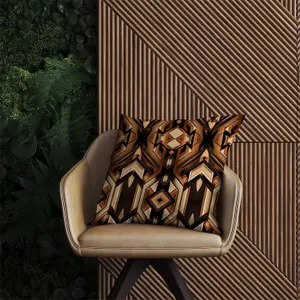 Black And Brown Intricate Pattern Outdoor Cushion 45cm x 45cm