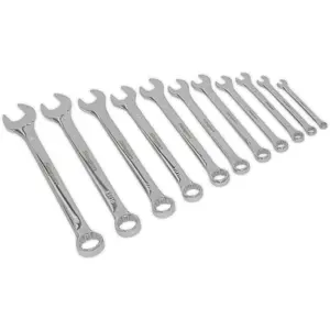 11-Piece Slim Handled Combination Spanner Set with 12 Point Imperial Heads