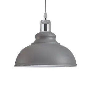 Innoteck Retro Industrial Dome shape Pendant Lampshade - Grey & Inner White