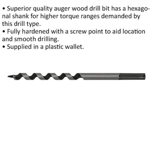 High-Performance 8 x 155mm Hardened Auger Wood Drill Bit with Hexagonal Shank for Woodworking