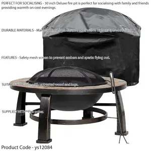 30 Inch Traditional Outdoor Fire Pit Set with Cover - Durable Wood Burner Heater