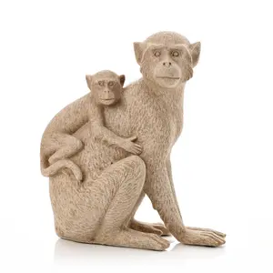 Naturecraft Sandstone Look Monkey and Baby Ornament