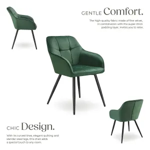 Dining Chair Marilyn - velvet look, quilted pattern - dark green / black