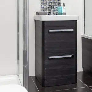 Emery Textured Black Floor Standing Bathroom Vanity Unit & Basin Set with Chrome Handles (W)50cm (H)86cm