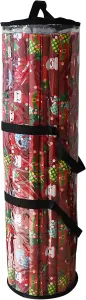 Ram Black Christmas Cylinder Gift Wrap Storage Clear Bag Wrapping Paper Organiser Xmas Christmas Tidy  Stores Baubles Tinsels