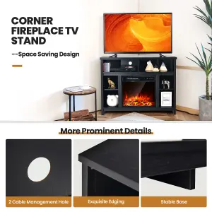 Costway Corner TV Stand for TV up to 48" Entertainment Console Center Adjustable Shelf