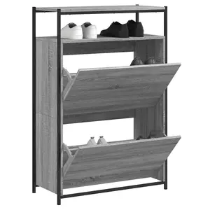 Berkfield Shoe Cabinet Grey Sonoma 75x34x112 Engineered Wood