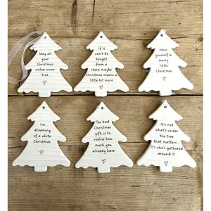 6 Piece Ceramic Tree Plaques Holiday Shaped Ornament Set