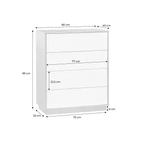 sweeek. 4-drawer chest in bicolour wood-effect Liam White and Natural 80x40x99 cm