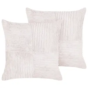 Set of 2 Cushions MILLET Corduroy 43 x 43 cm Solid Off-White