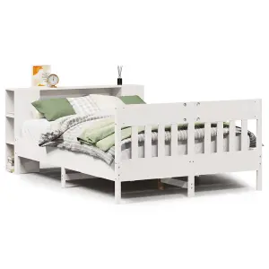 Berkfield Bookcase Bed without Mattress White 150x200 cm King Size Solid Wood Pine