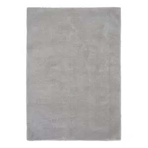 Silver Shaggy Modern Plain Easy to clean Rug for Dining Room Bed Room and Living Room-200cm X 290cm