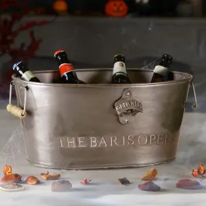 Traditional Brushed Silver Halloween Ice Bucket Halloween Party Bucket