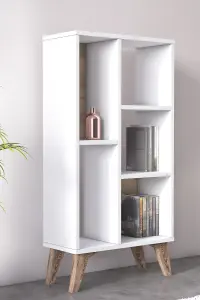 Frame Bookcase Free Standing Storage Shelf, 55 x 25 x 106 cm 5 Display Shelves, Bookshelf, Open Cabinet, White