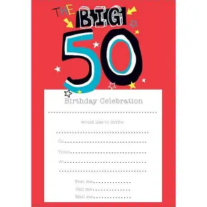 Simon Elvin 50th Birthday Notepad (Pack of 20) White/Black/Red (One Size)