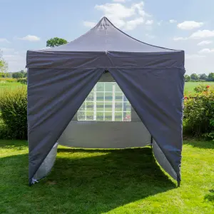 Pop Up 2.5x2.5 Gazebo With Sides Dark Grey