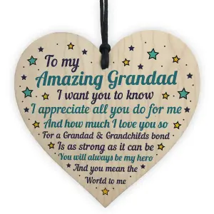 Handmade Grandad Amazing Plaque Heart Grandparent Gifts For Grandad Birthday Christmas