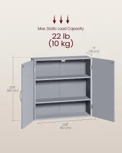 VASAGLE Wall-Mounted Bathroom Cabinet, Adjustable Shelves, Storage Unit, Dove Grey