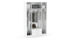 Birlea Lynx 4 Door 2 Drawer Wardrobe With Mirror White