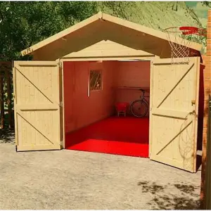 18ft x 14ft (5.48m x 4.26m) Monty Workshop 44mm Wooden Log Cabin (19mm Tongue and Groove Roof) (18 x 14) (18X14)