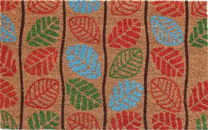 Coco&Coir Door Mat Eco-Friendly Indoor Outdoor Heavy Duty Leaves Themed Entrance Door Mat 45 x 75 cm EARLY LEAVES