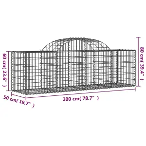 Berkfield Arched Gabion Baskets 9 pcs 200x50x60/80 cm Galvanised Iron