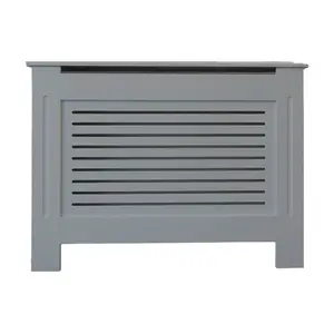 Matt Grey Horizontal Line Radiator Cover - Medium