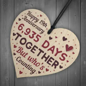 Red Ocean Handmade Wooden Heart Plaque Gift To Celebrate 19th Wedding Anniversary Husband Wife Someone Special Keepsake